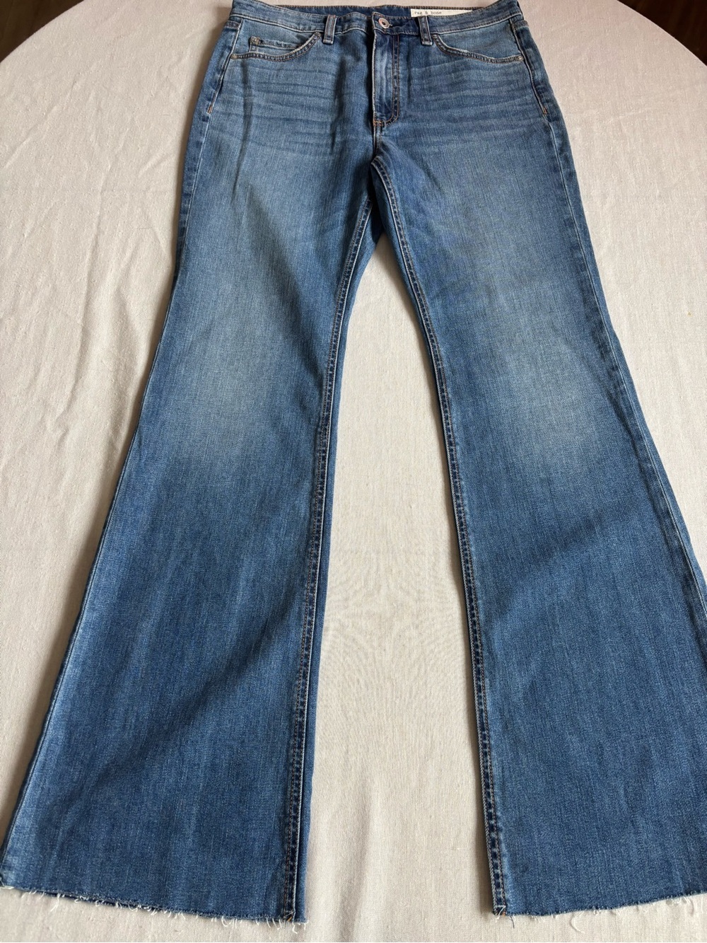 Rag & Bone Nina High Rise Flare Jeans Clean Mick Wash Size 30 Full Length Denim - Picture 2 of 12